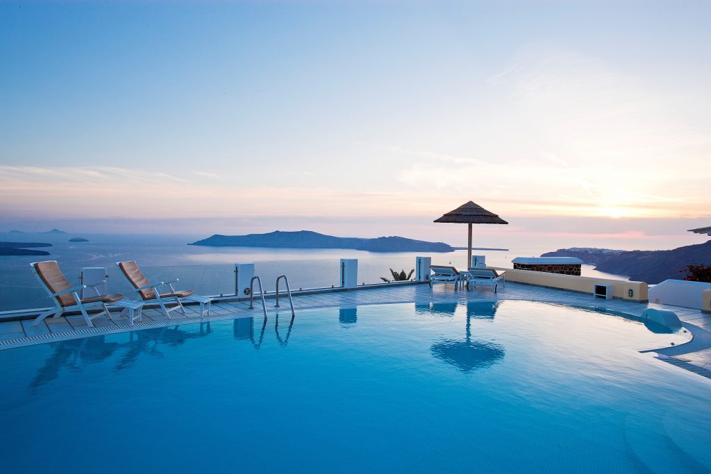 SantoriniPrincessSpa luxury accommodation Cyclades island greece kidslovegreece sunset Santorini family holidays Imerovigli