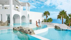 The Mykonos Blu Grecotel Exclusive Resort families Hotel best accommodation luxury high standards Cyclades Greece kidslovegreece Psarou private beach greek islands
