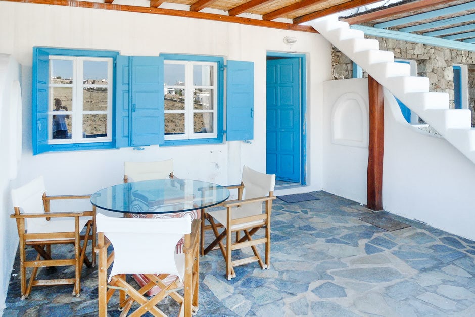 cosy family vacation maisonette in Kalafatis Mykonos island accommodation for families cyclades kids love greece