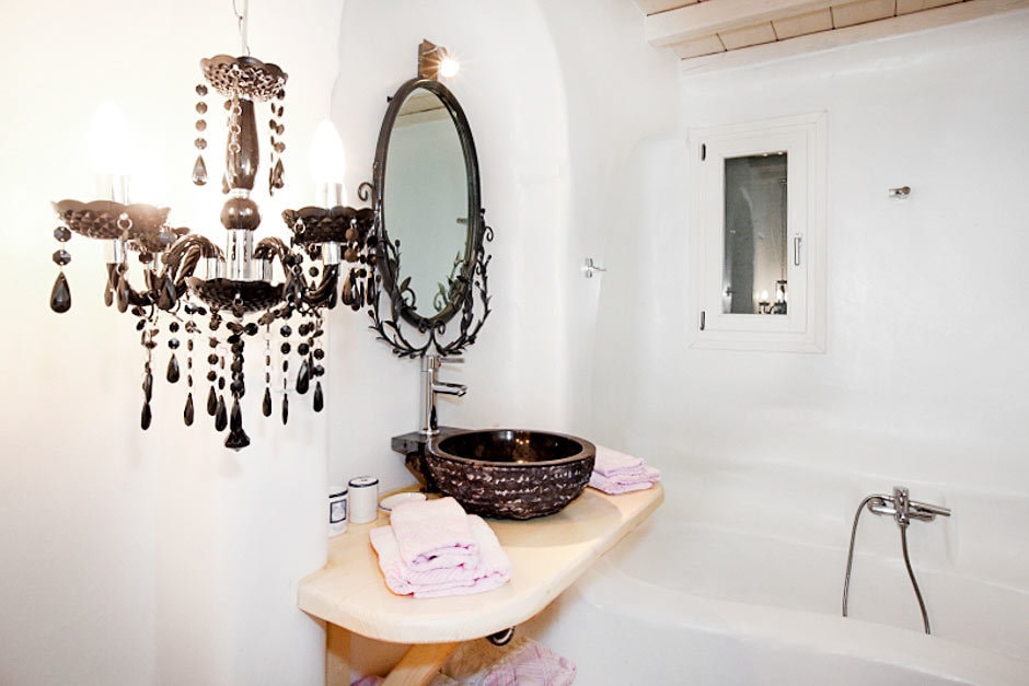 kids love greece villas Cyclades cosy family summer house in Mykonos island Agios Stefanos traditional village Delos view two