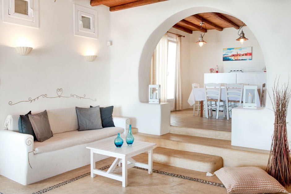 kids love greece accommodation for families elegant family vacation villa in mykonos island the Agios Sostis residence Cyclades