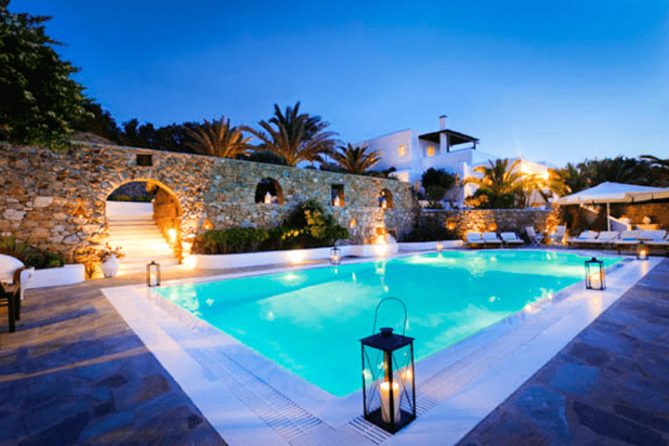 large luxury family vacation villa in Mykonos island cyclades kids love greece the megali ammos villa accommodation for families