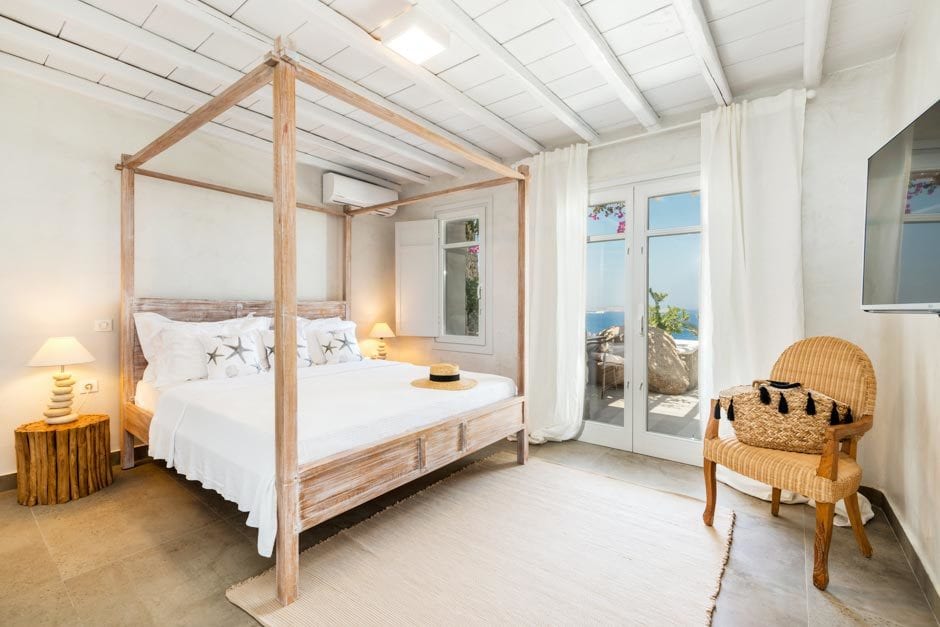 Agios Ioannis beach Cyclades luxury bohemian family villa in Mykonos island the Ioannou residence kids love greece accommodation for families