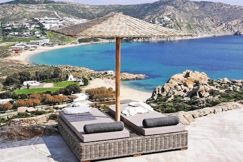 the rocky retreat residence luxury stone family villa in Mykonos island cyclades kids love greece accommodation for families