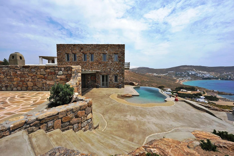 luxury stone family villa in Mykonos island the rocky retreat residence cyclades kids love greece accommodation for families