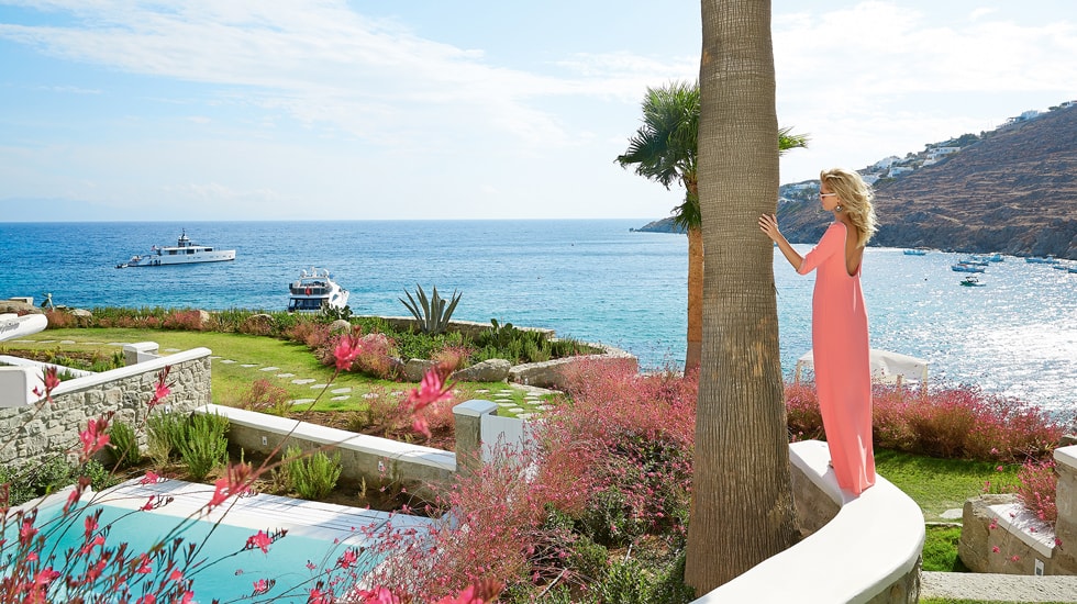 The Mykonos Blu Grecotel Exclusive Resort Hotel best accommodation luxury high standards Cyclades Greece families Psarou private beach greek islands kidslovegreece