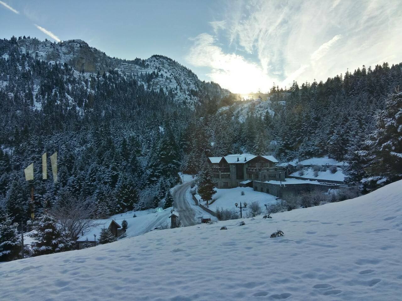 Winter snow fun in Greece